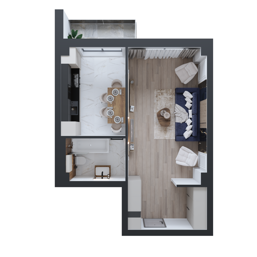 Apartament 1 camera tip 2